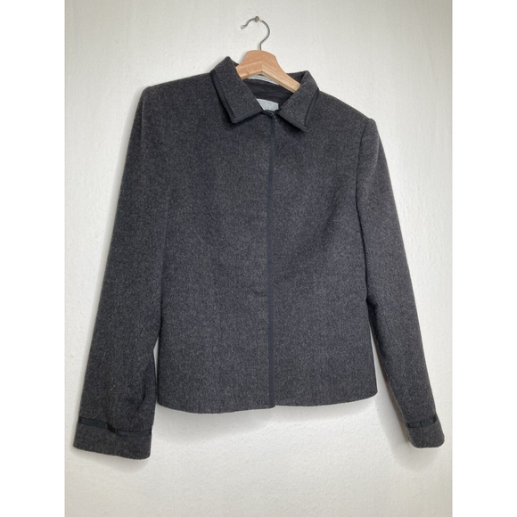 Jigsaw Womens Blazer Jacket Size 14 Snap Button Front Gray/Black Formal Workwear - Picture 2 of 11